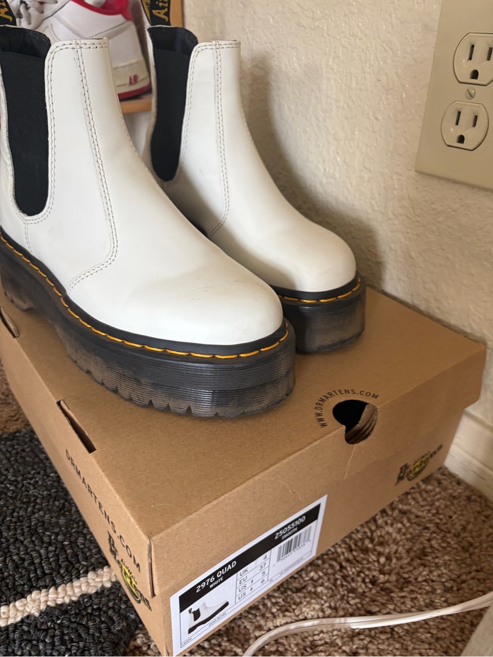 Dr. Martens White Chelsea Platform Boots 2976 Quad
